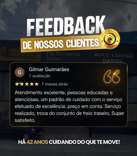 Avaliação de cliente do Auto Center Daniel